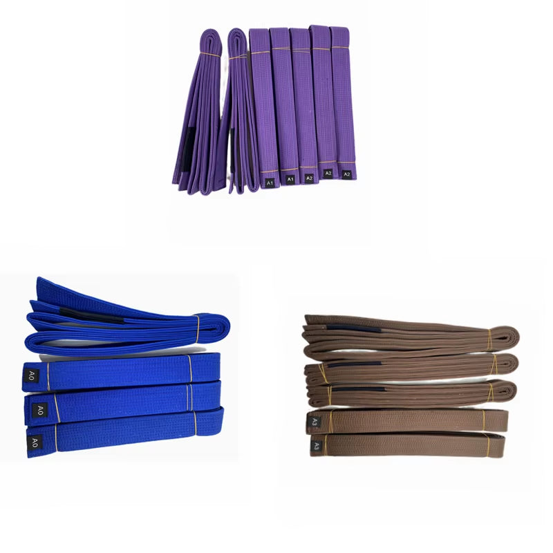 Brazilian Jiu Jitsu BJJ Belts with Sleeve Bar for Ranking Stripes Durable Color Blue Purple Brown Black