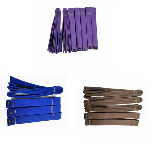 Brazilian Jiu Jitsu BJJ Belts with Sleeve Bar for Ranking Stripes Durable Color Blue Purple Brown Black